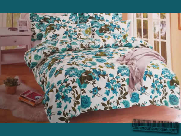 Draps 2 Taies 4 Places Coton Bleu Fleuri